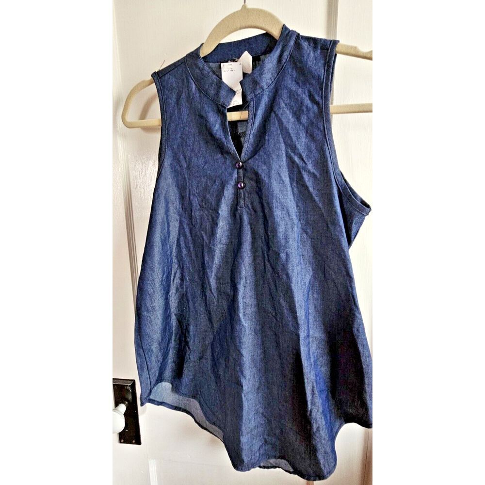NWT Norma Allen COLLECTION 100% cotton blue Sz M sleeveless tank top